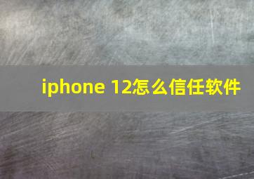 iphone 12怎么信任软件